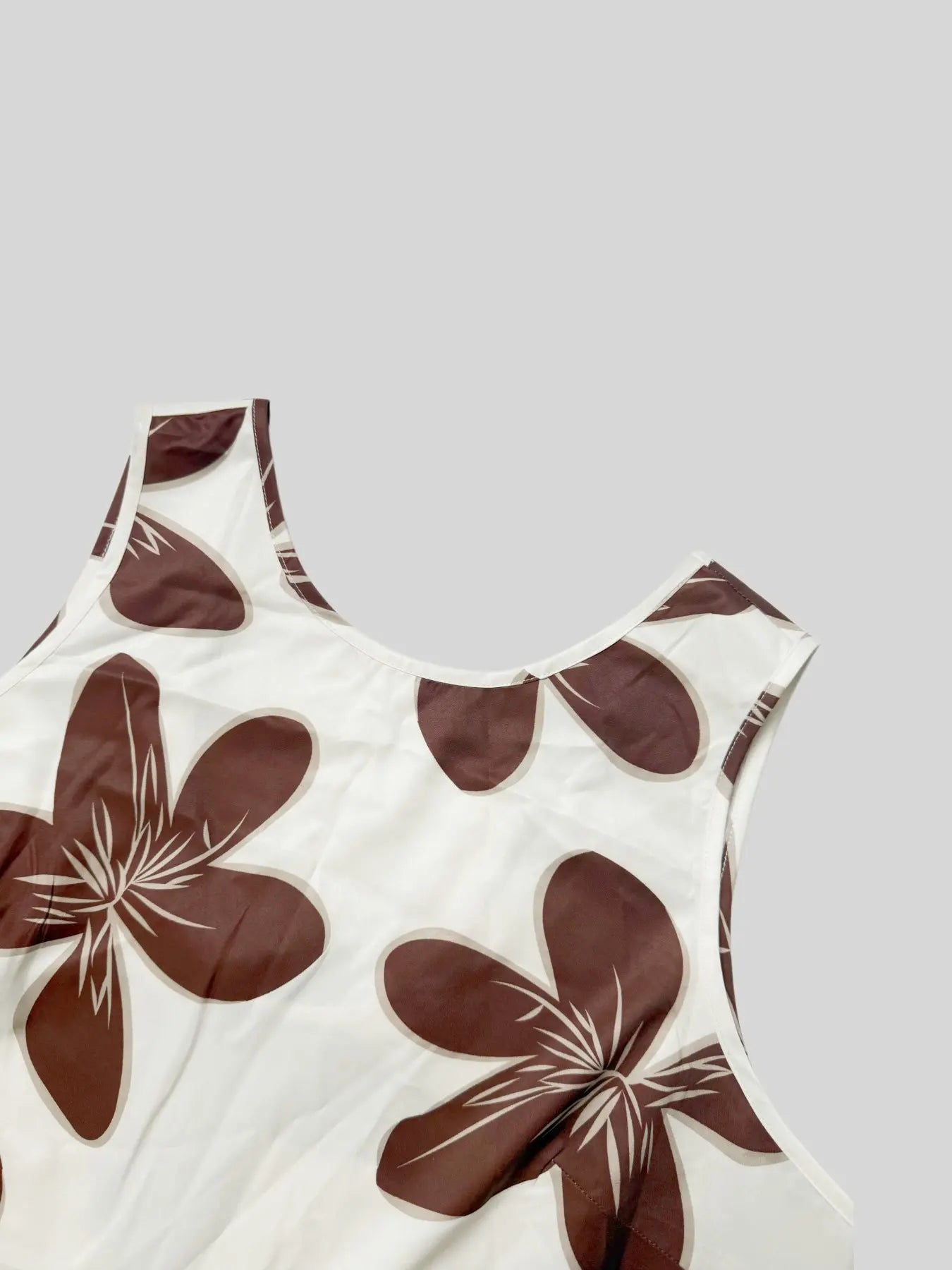 Plus Size Women'S Floral Printed Sleeveless Mini Dress, Back Bow, Ruffled Hem, Loose Fit Summer Vacation Dress, Casual Style